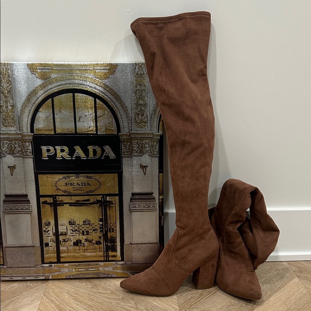 Steve Madden Chestnut Brown Over-the-Knee Block Heel Boots